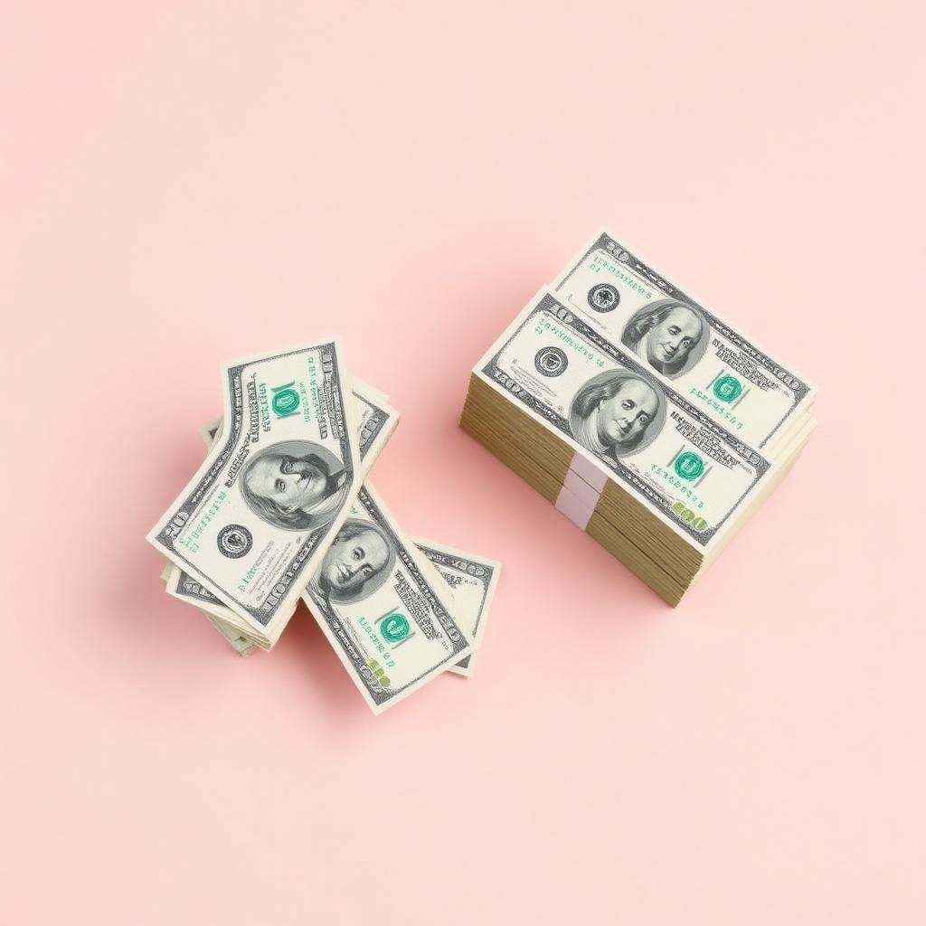 Stacks of $100 bills representing $5,000 monthly sales goal